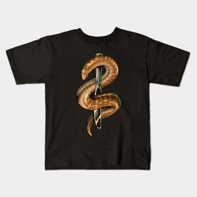 Snake and Dagger Tattoo Flash Kids T-Shirt by Jugglingdino